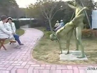 Hijau warga jepun taman statues fuck dalam awam