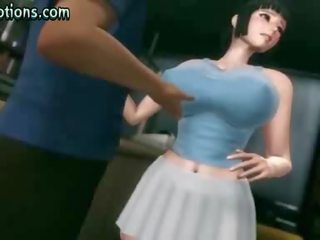 Krūtainas animācijas iedomāts sieviete izpaužas jizzload