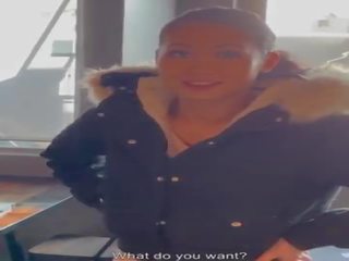 Good x rated film in the restaurant with busty Asian French Mailyne