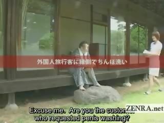 Subtitled vonku bucolic cfnm japonské člen čistenie